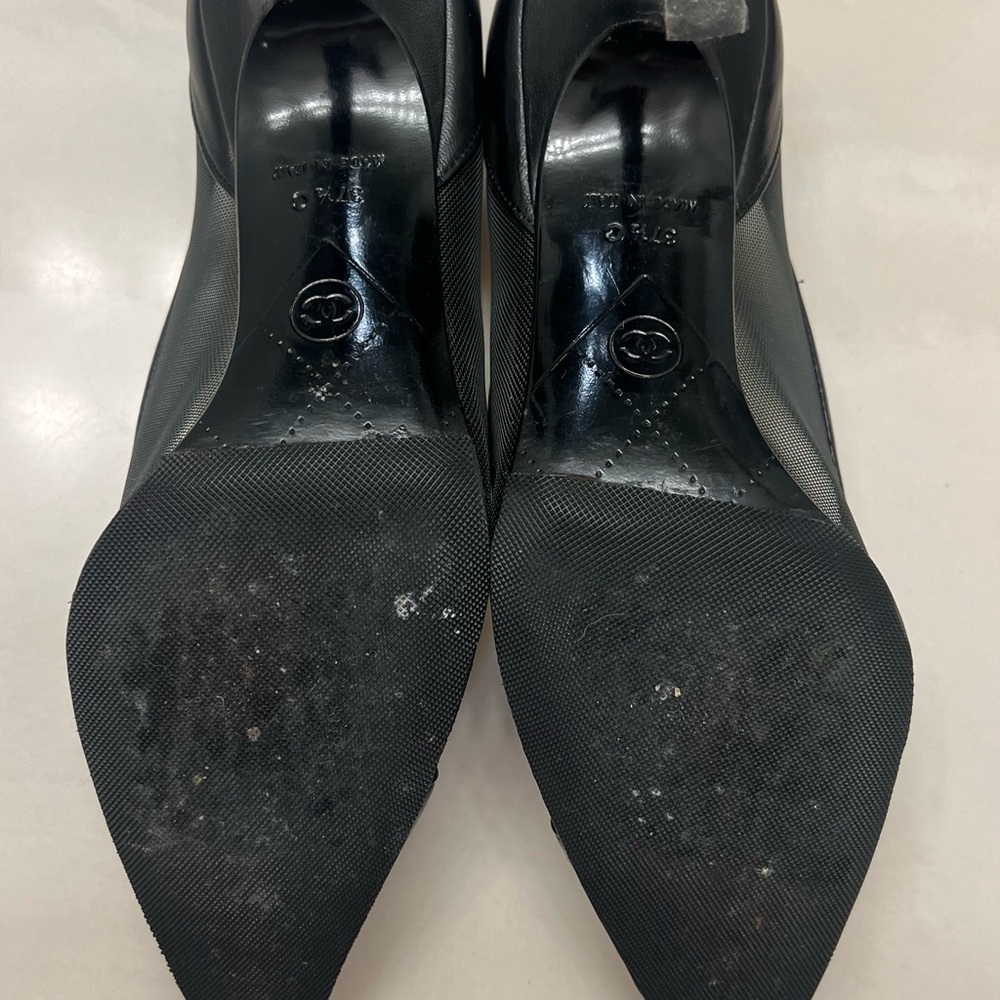 CHANEL Black Mesh Heels with Pointed Toe - Picture 3 of 6